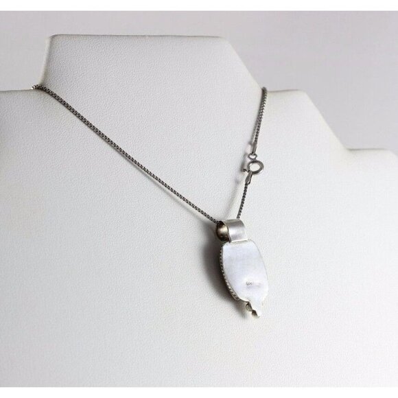 Sterling Silver Brown and Green Ocean Jasper Necklace 18 inch chain - Picture 5 of 5